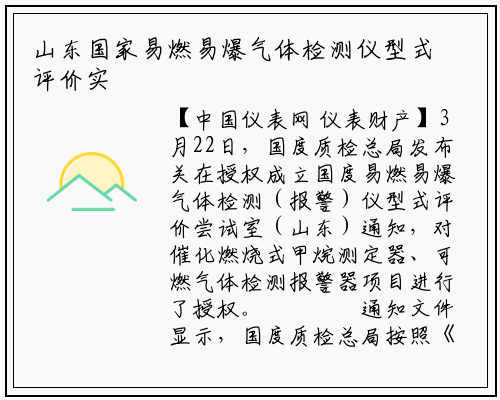 山东国家易燃易爆气体检测仪型式评价实验室通过审定_星空体育官网